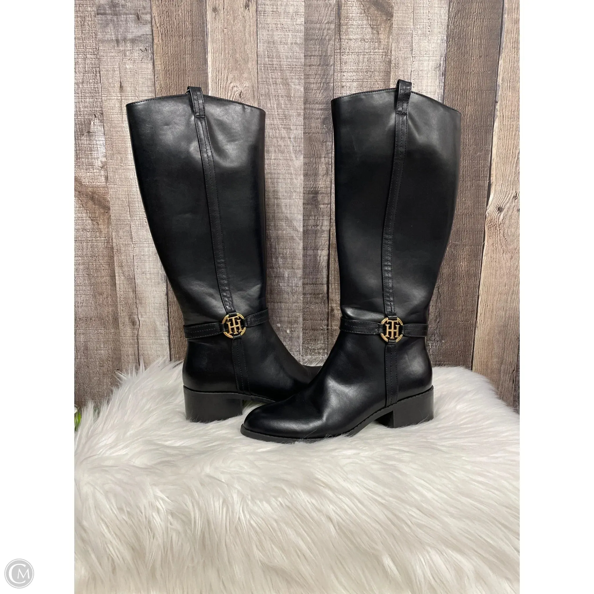 Boots Knee Heels By Tommy Hilfiger In Black, Size: 8.5