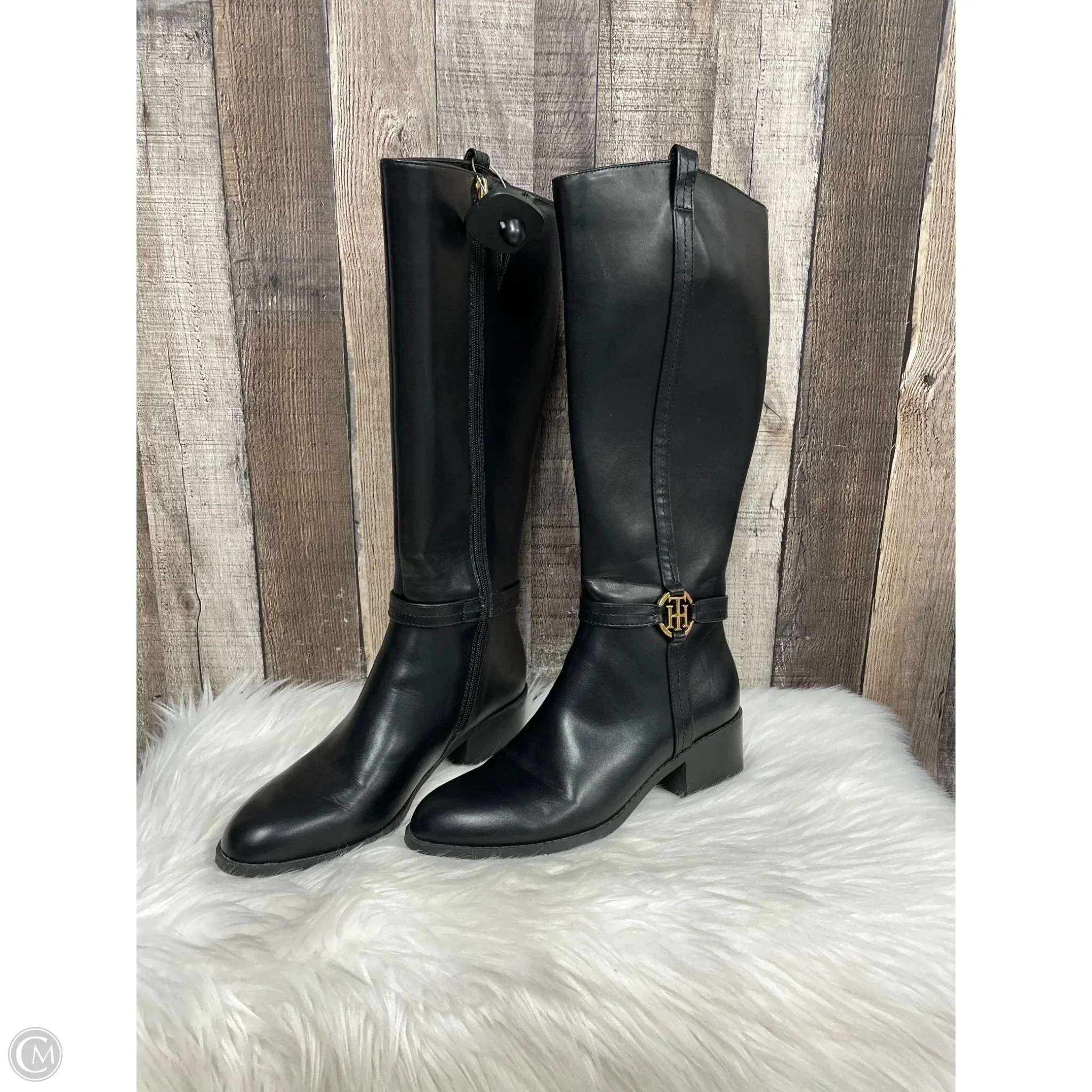 Boots Knee Heels By Tommy Hilfiger In Black, Size: 8.5