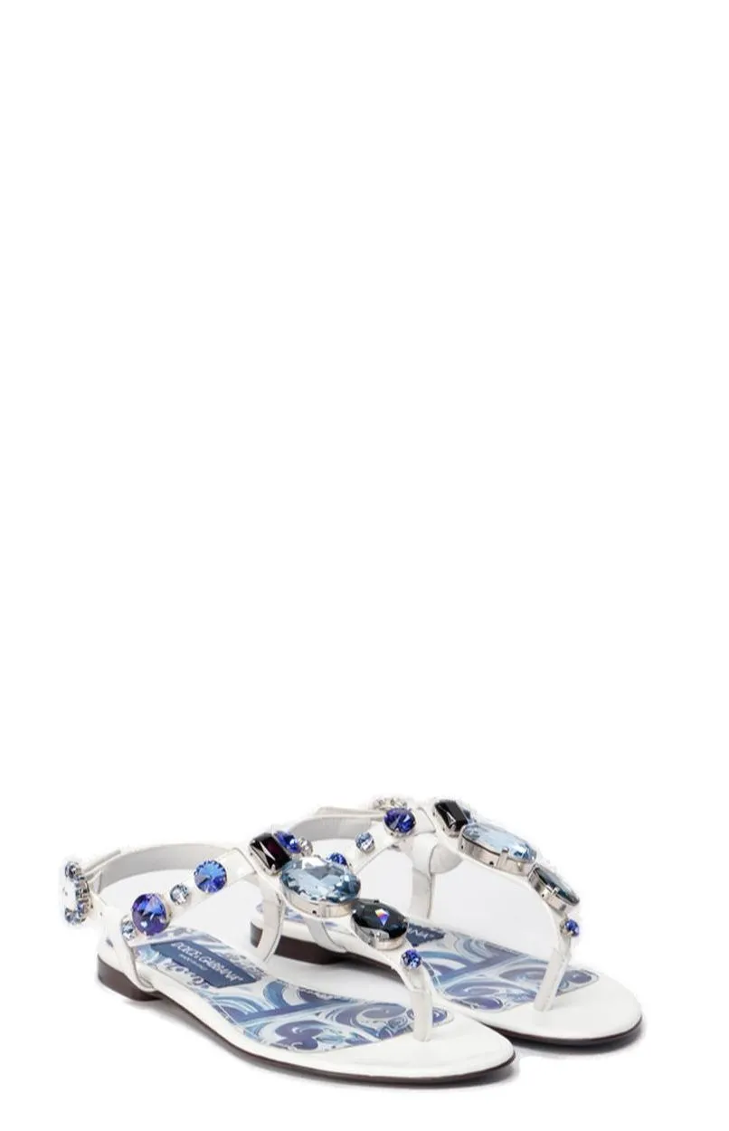 Dolce & Gabbana Gem Embellished Flat Sandals
