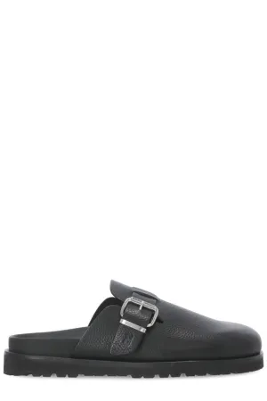 Dsquared2 Pebbled-Detailed Buckled Flat Mules