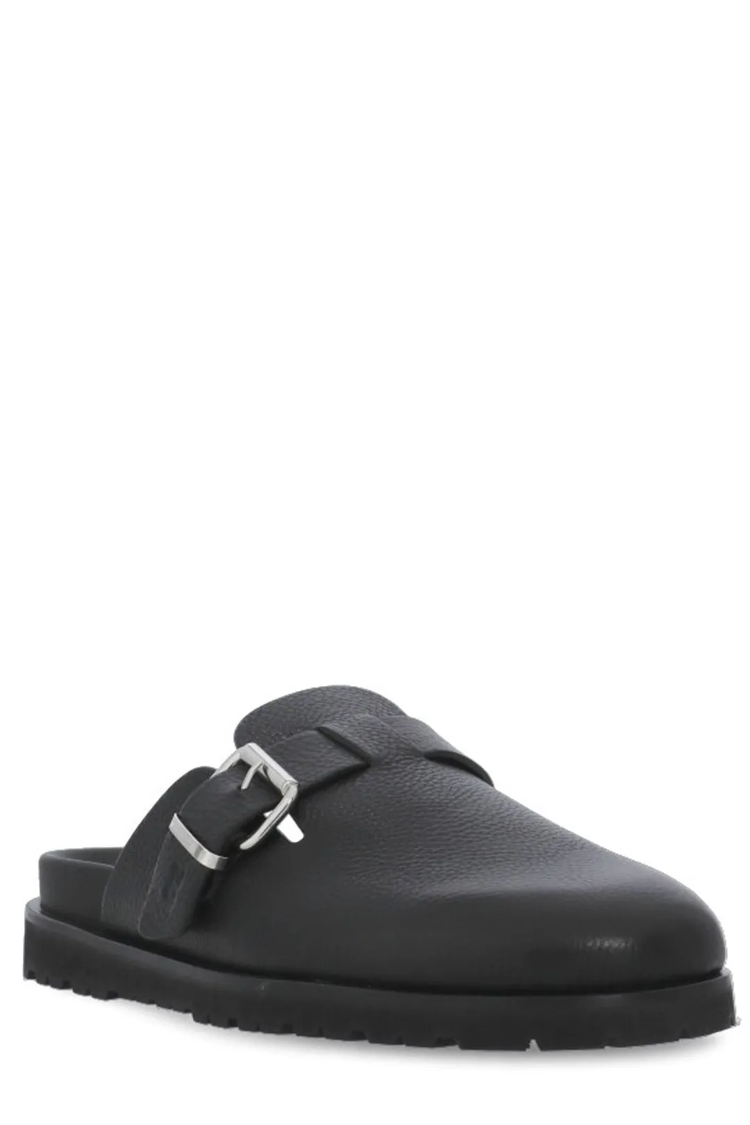 Dsquared2 Pebbled-Detailed Buckled Flat Mules
