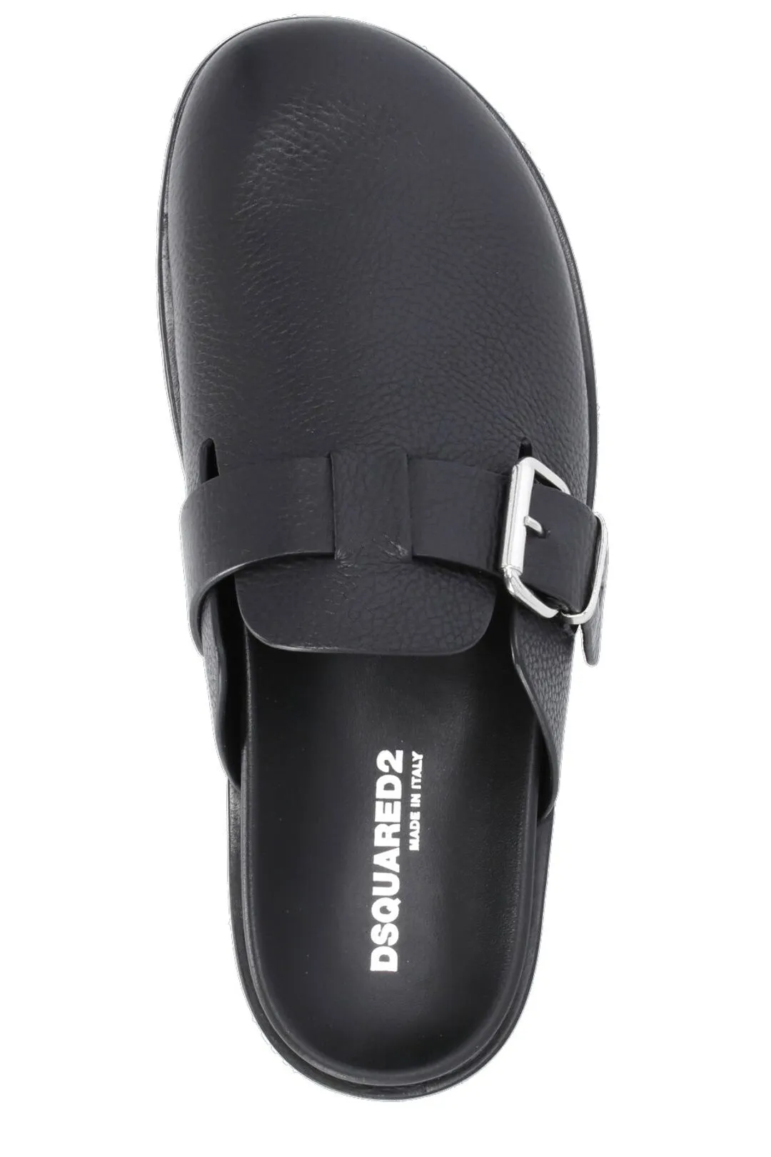 Dsquared2 Pebbled-Detailed Buckled Flat Mules
