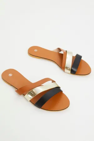 Multi Strap Flat Slides
