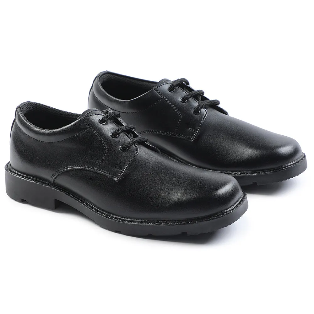 Prefect Black Non Lacing Uniform School Shoes For Kids S/BOY-LS N By Liberty