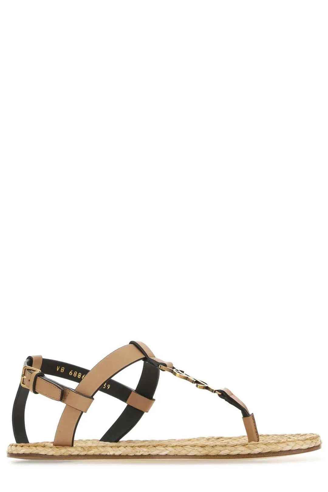 Saint Laurent Cassandra Logo Plaque Flat Sandals