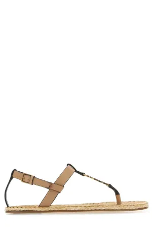 Saint Laurent Cassandra Logo Plaque Flat Sandals