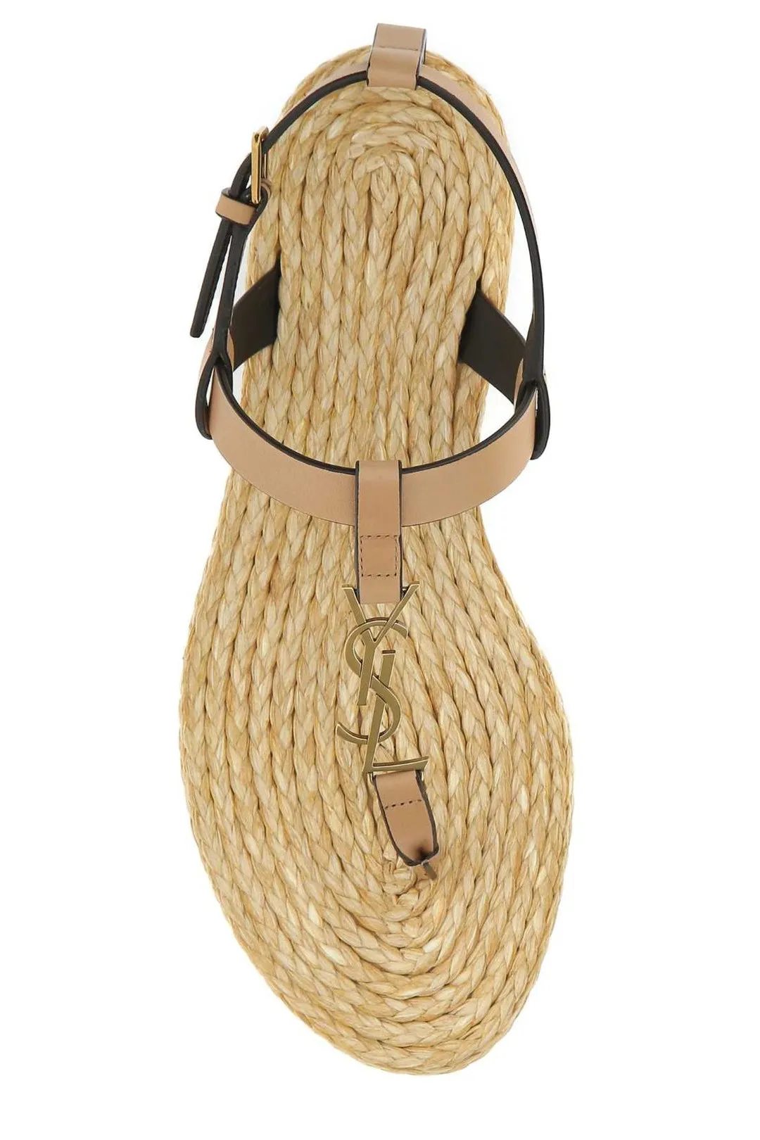 Saint Laurent Cassandra Logo Plaque Flat Sandals