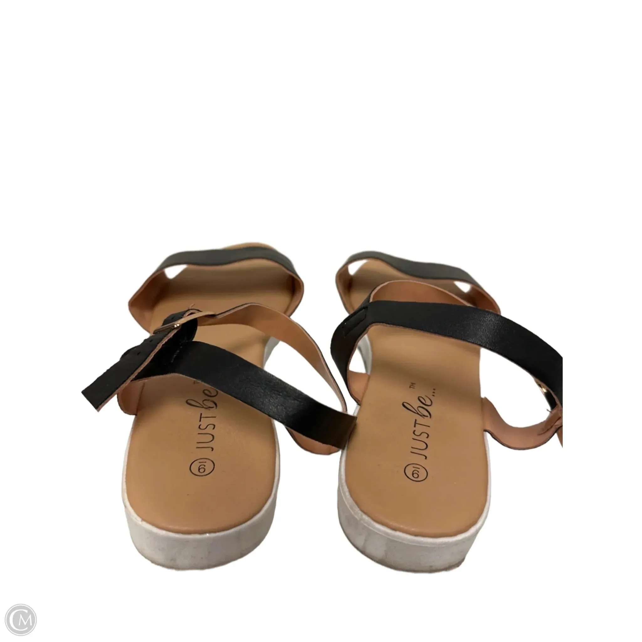 Sandals Flats By Just Be In Black, Size: 9