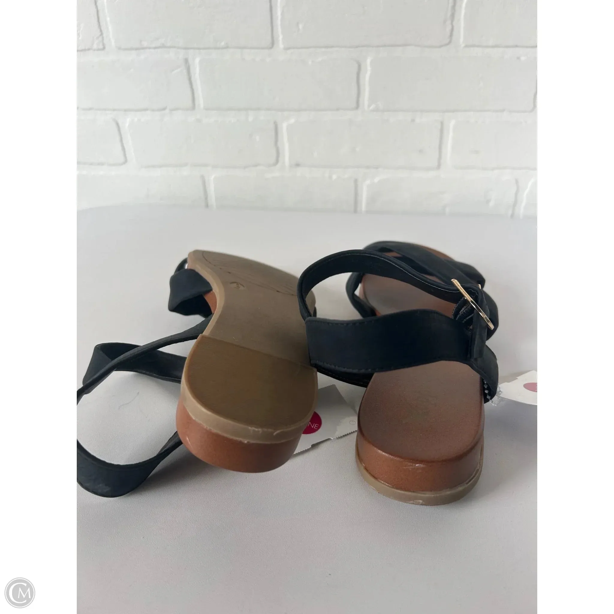 Sandals Flats By Xappeal In Black & Tan, Size: 9