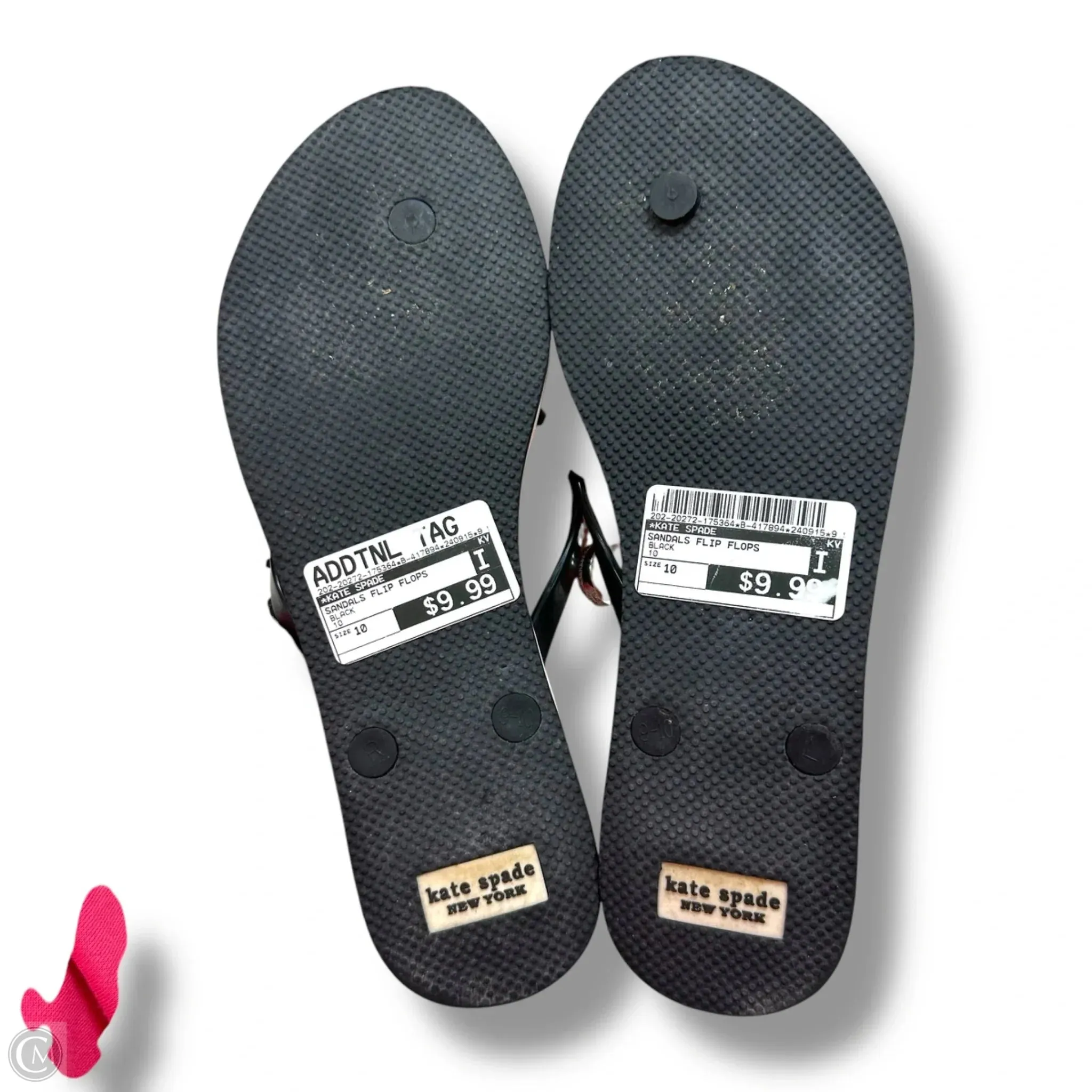 Sandals Flip Flops By Kate Spade In Black, Size: 10