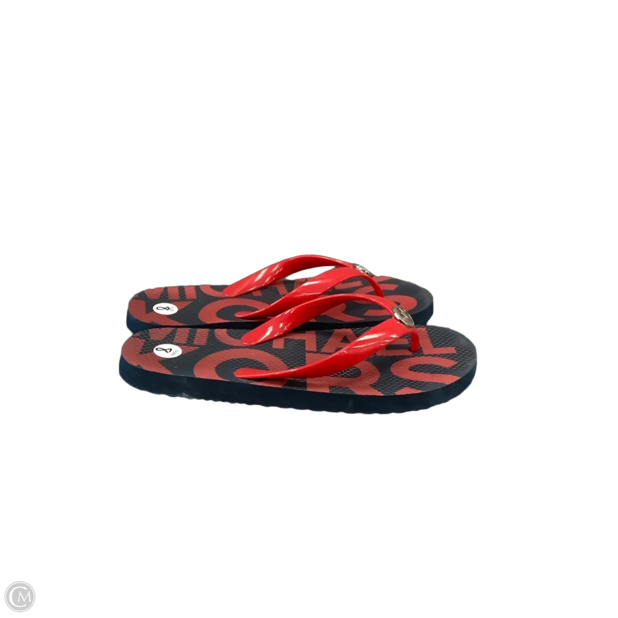 Sandals Flip Flops By Michael By Michael Kors In Black & Red, Size: 8