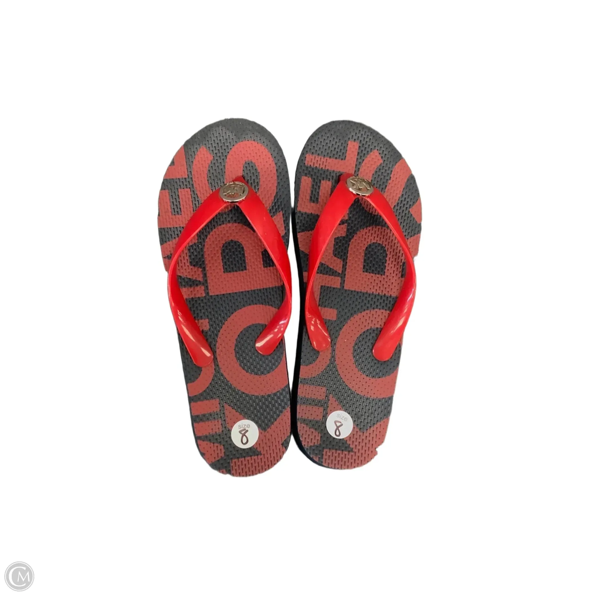 Sandals Flip Flops By Michael By Michael Kors In Black & Red, Size: 8