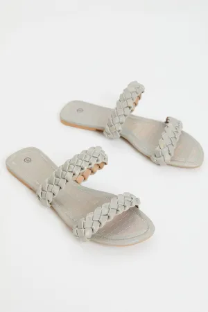 Silver Braid Flat Slides