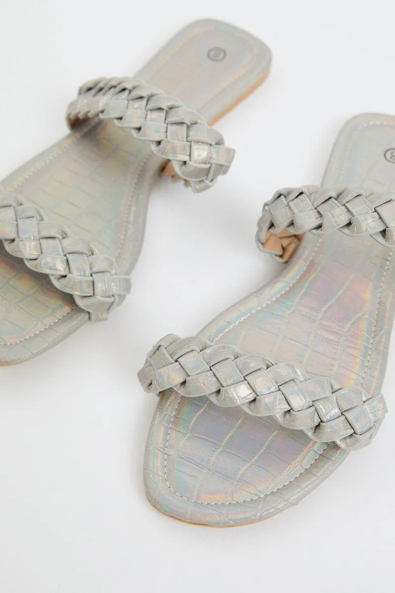 Silver Braid Flat Slides