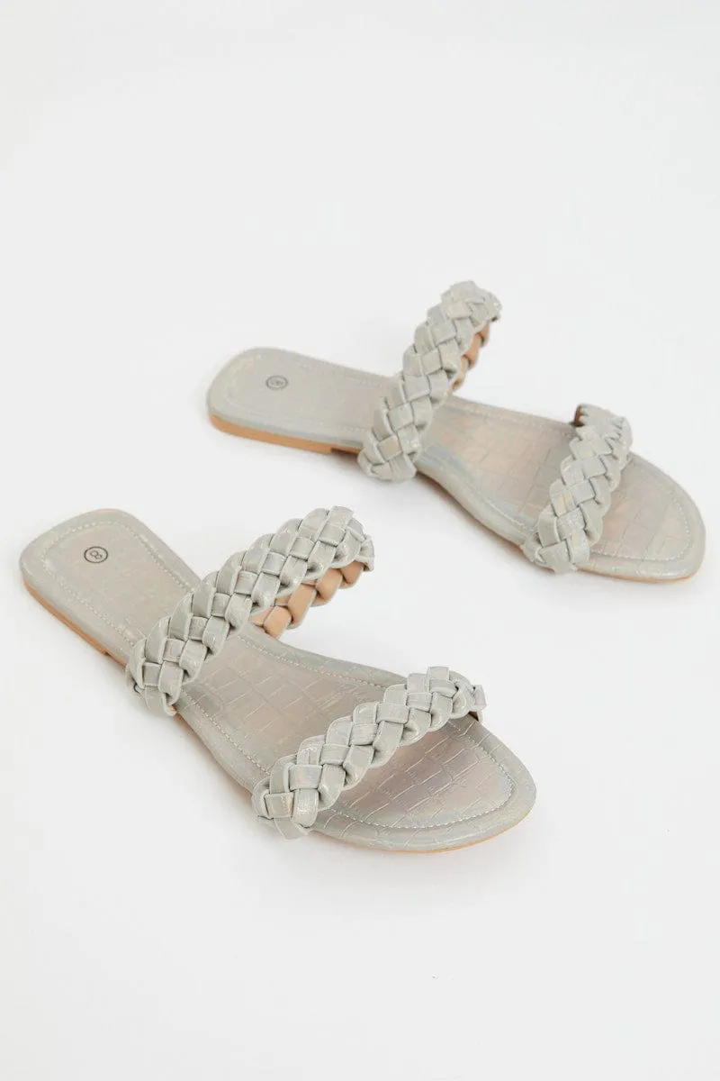 Silver Braid Flat Slides