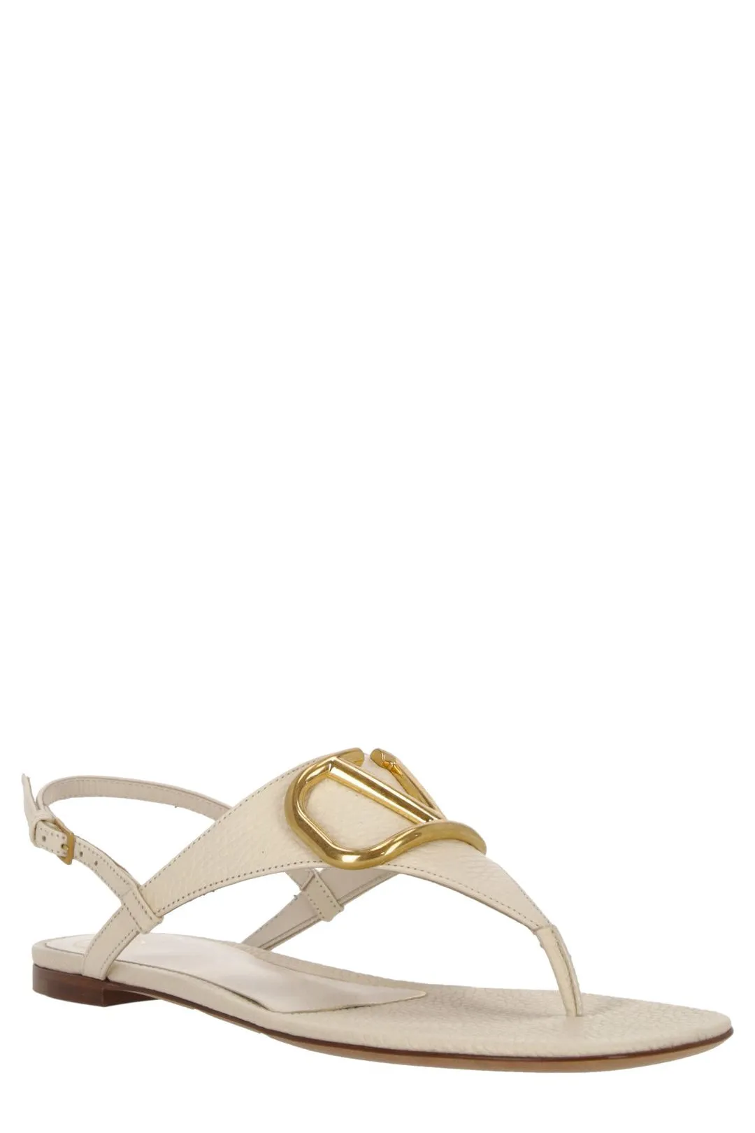 Valentino Logo Plaque Slingback Flat Sandals