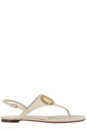 Valentino Logo Plaque Slingback Flat Sandals