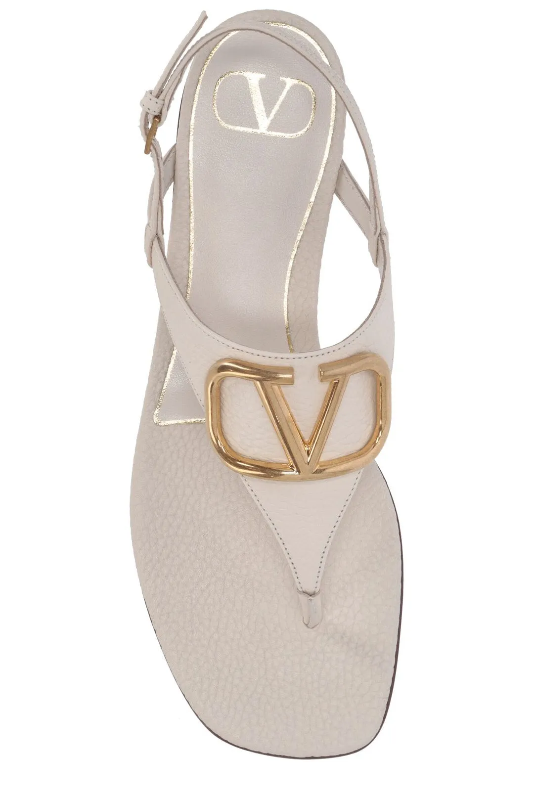 Valentino Logo Plaque Slingback Flat Sandals