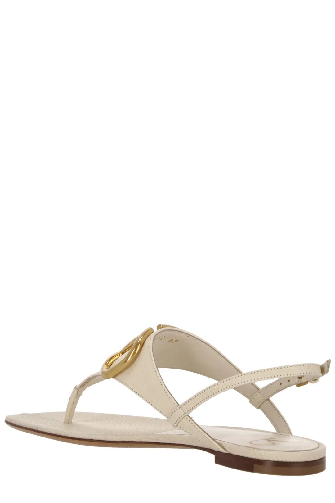 Valentino Logo Plaque Slingback Flat Sandals